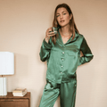 Pyjama 100% pure soie de mûrier - Vert sauge
