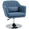 Swivel Linen Accent Chair with Adjustable Height & Back Pillow for Bedroom Office, Blue