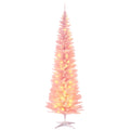 7ft Pencil Christmas Tree with Realistic Branches and Warm White LED Lights Pink