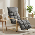 Linen-Look Accent Chair with Footrest, Plush Cushion and Gentle Motion, Grey