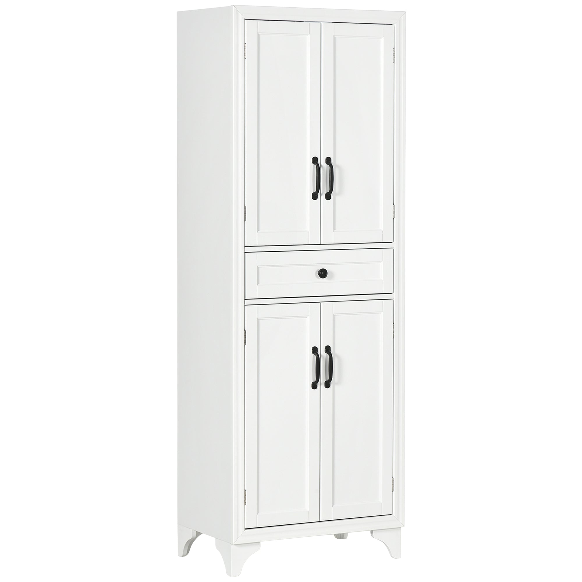 67" Pantry Cabinet with Shaker Doors & Adjustable Shelves, White