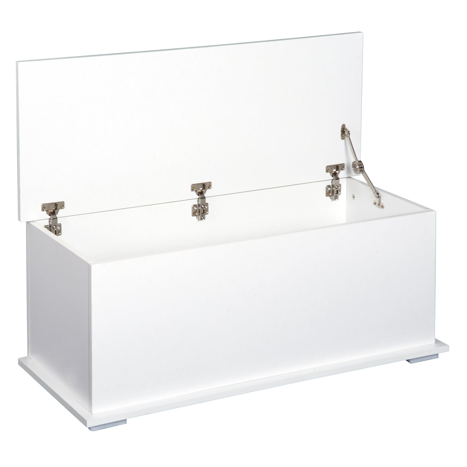 113L Storage Chest with Flip-Top Lid and 2 Safety Hinges for Living Room, Entryway, White