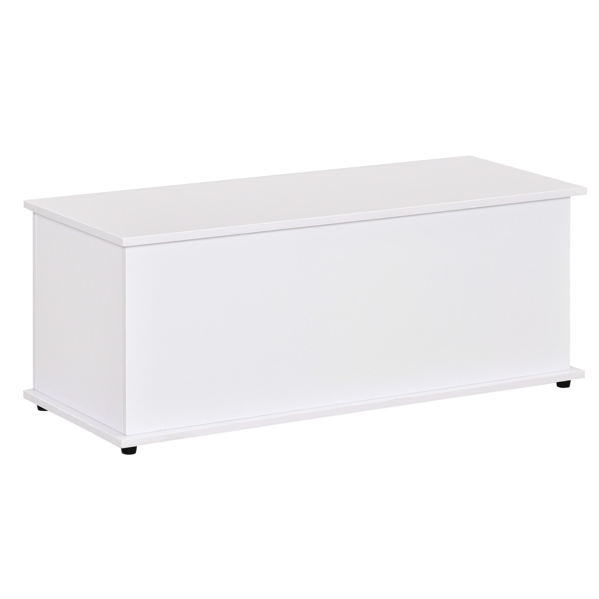 39.5" Lift Top Storage Chest Organizer with 2 Safety Hinges & Flip-Top Lid, White