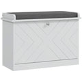Entryway Shoe Bench with Flip Drawer, Seating Cushion & Adjustable Shelf for 6 Pairs, White