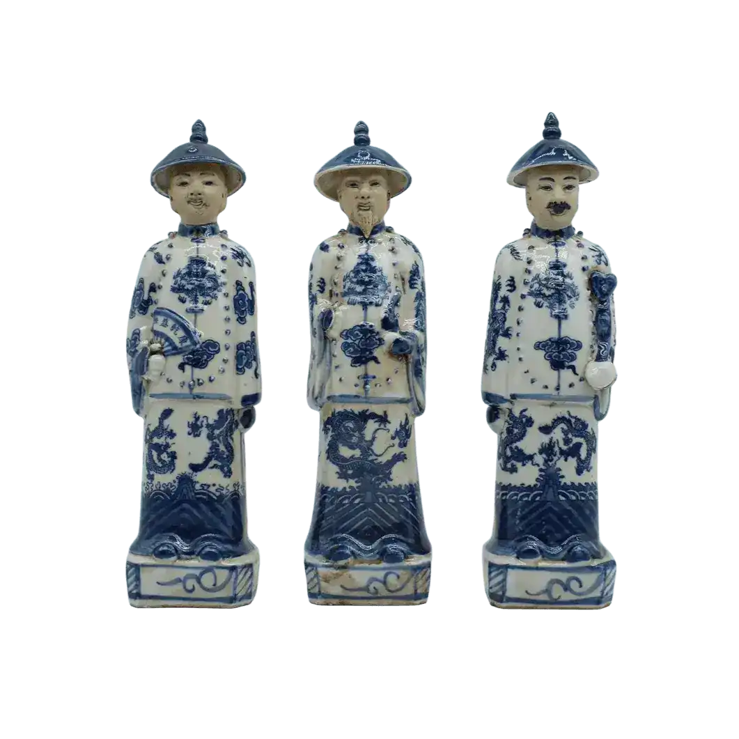Qing Dynasty Emperors Hand Painted Ceramic Figurines