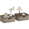 Floating Nightstands Set of 2, Wall Mounted Bedside Table with Storage Drawer for Bedroom, Grey Wood Effect