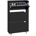 Entryway Slim Shoe Rack Cabinet w/ 3 Flip Drawers & Adjustable Shelves for 18-24 Pairs, Black