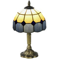 Handmade Stained Glass Table Lamp, Antique Bedside Lamp for Bedroom, Living room, Blue