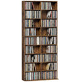 640-CD/360-DVD Media Storage Tower with 18 Compartments & 14 Adjustable Shelves, Rustic Brown
