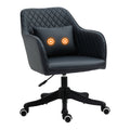 Velvet Makeup Chair with Massage Lumbar Pillow & Rolling Wheels for Bedroom, Home, Deep Blue