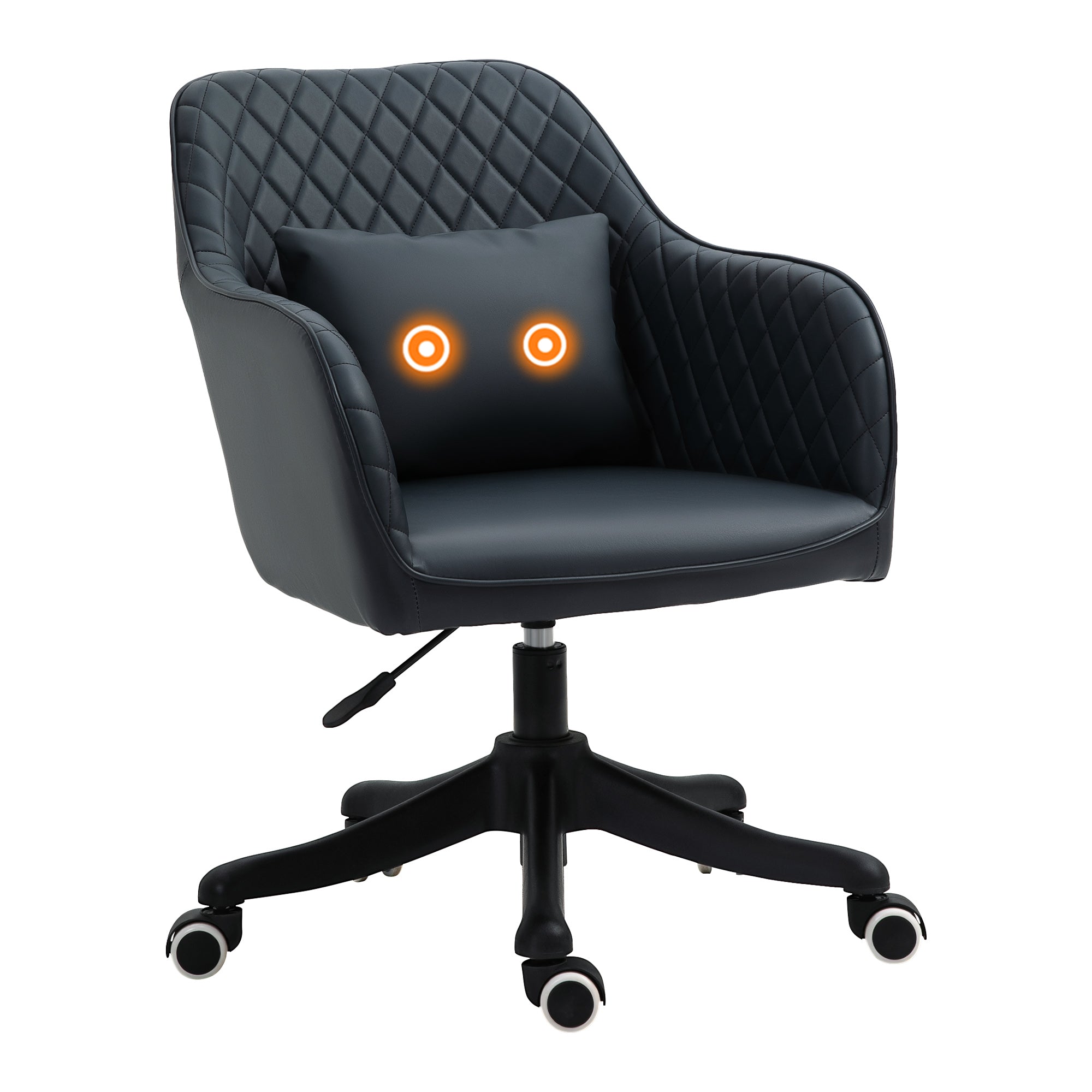 Velvet Makeup Chair with Massage Lumbar Pillow & Rolling Wheels for Bedroom, Home, Deep Blue
