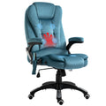 Ergonomic Desk Chair with 6-Point Massage and Back Heated, Velvet-Feel Fabric, Blue