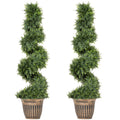 Set of 2 Decorative Artificial Plants Topiary Spiral Cypress Trees in Pot, Fake Plants for Home Decor, 120cm, Green