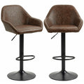 Adjustable Swivel Bar Stools Set of 2 with Back & Footrest, PU Leather, Coffee