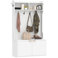 4-In-1 Hall Tree with Shoe Bench, Modern Coat Rack with Shoe Rack and Open Shelf for Hallway, Entryway, Bedroom, Living Room, White
