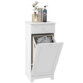 Laundry Cabinet, Bathroom Cabinet with  Foldable Laundry Hamper, and Drawer, White