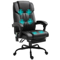 PU Office Chair with 6-Point Massage, Lumbar Pillow & Footrest for Home Office, Black