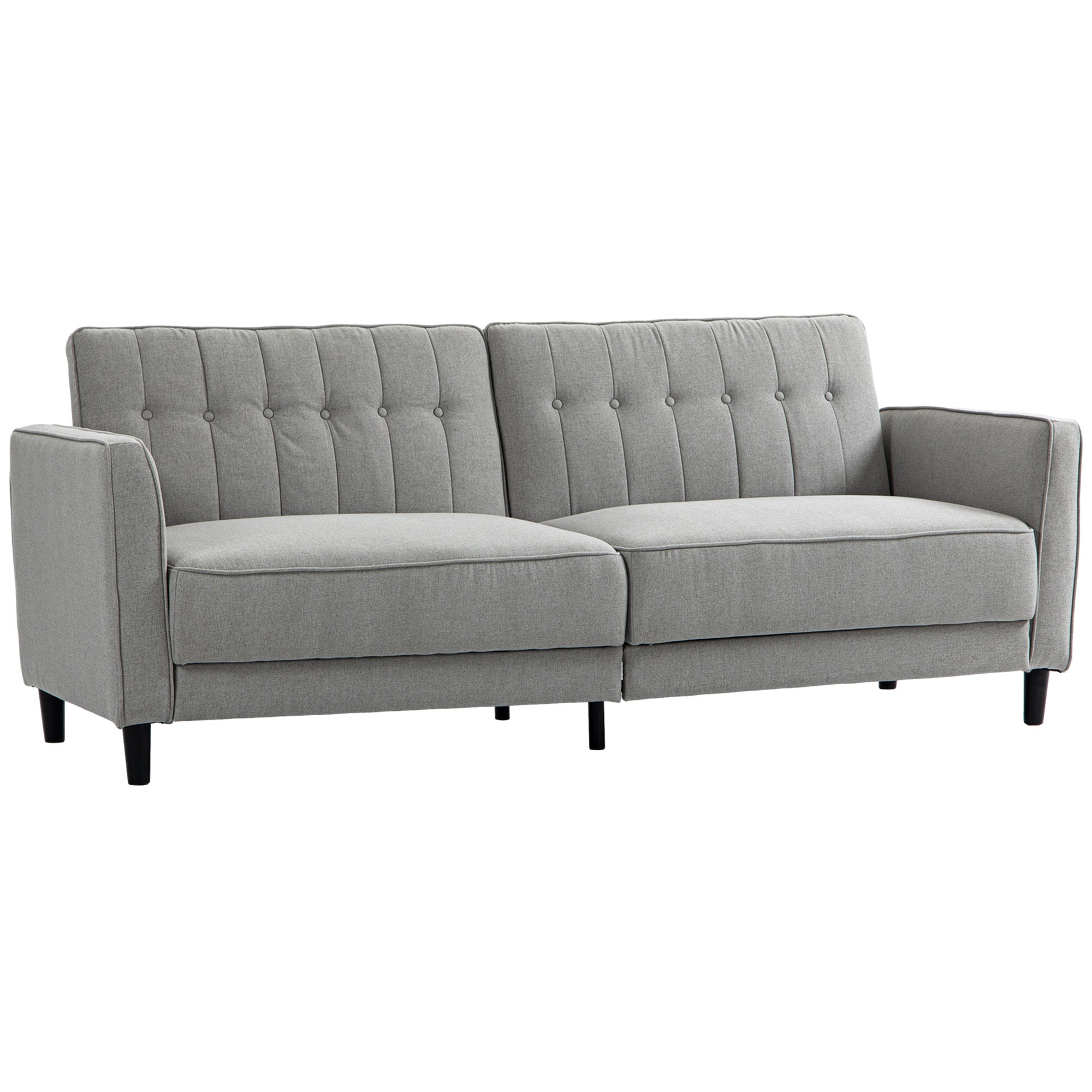 Convertible Sofa Bed with Adjustable Back Button Tufted Design, Grey