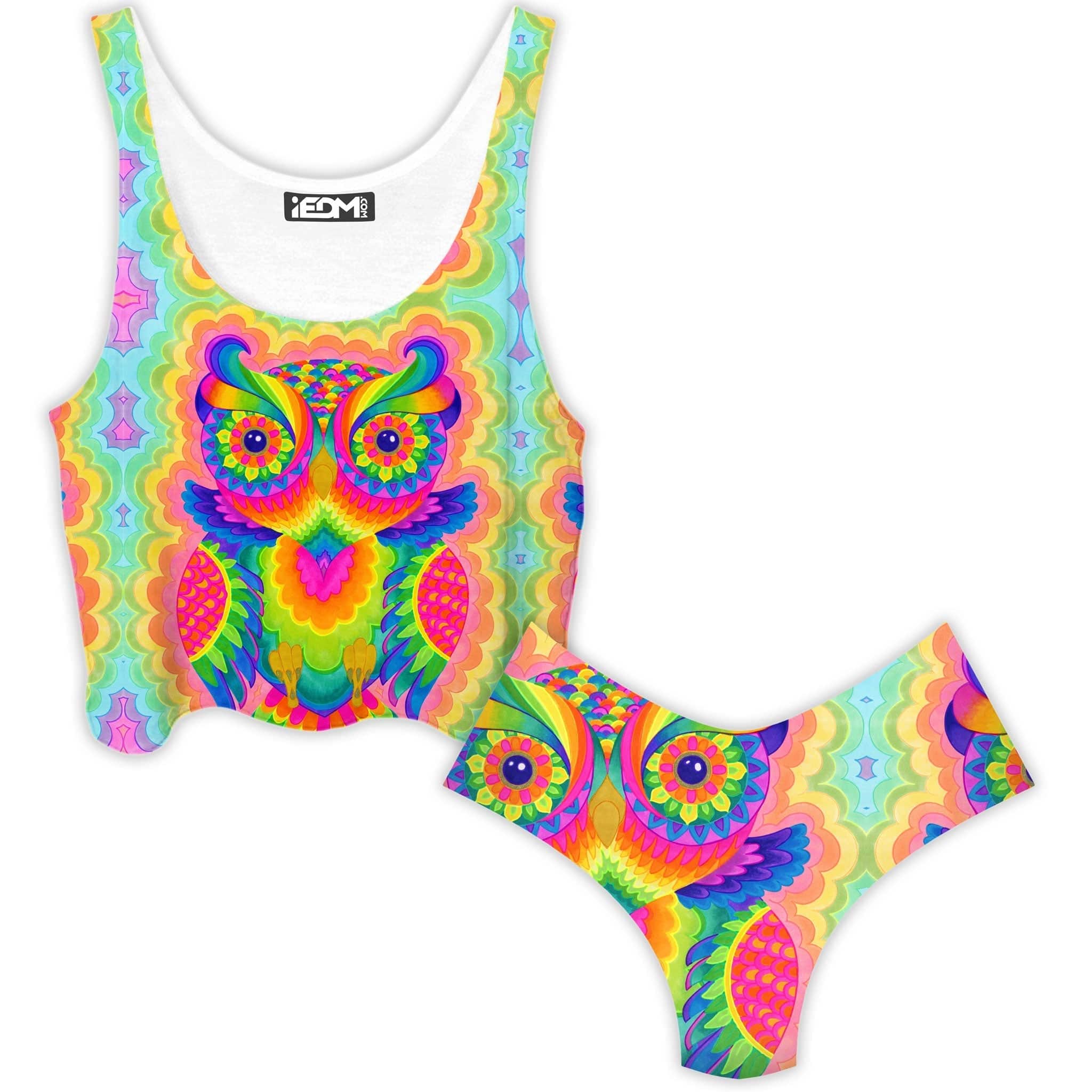 Cosmic Owl Crop Top and Booty Shorts Combo