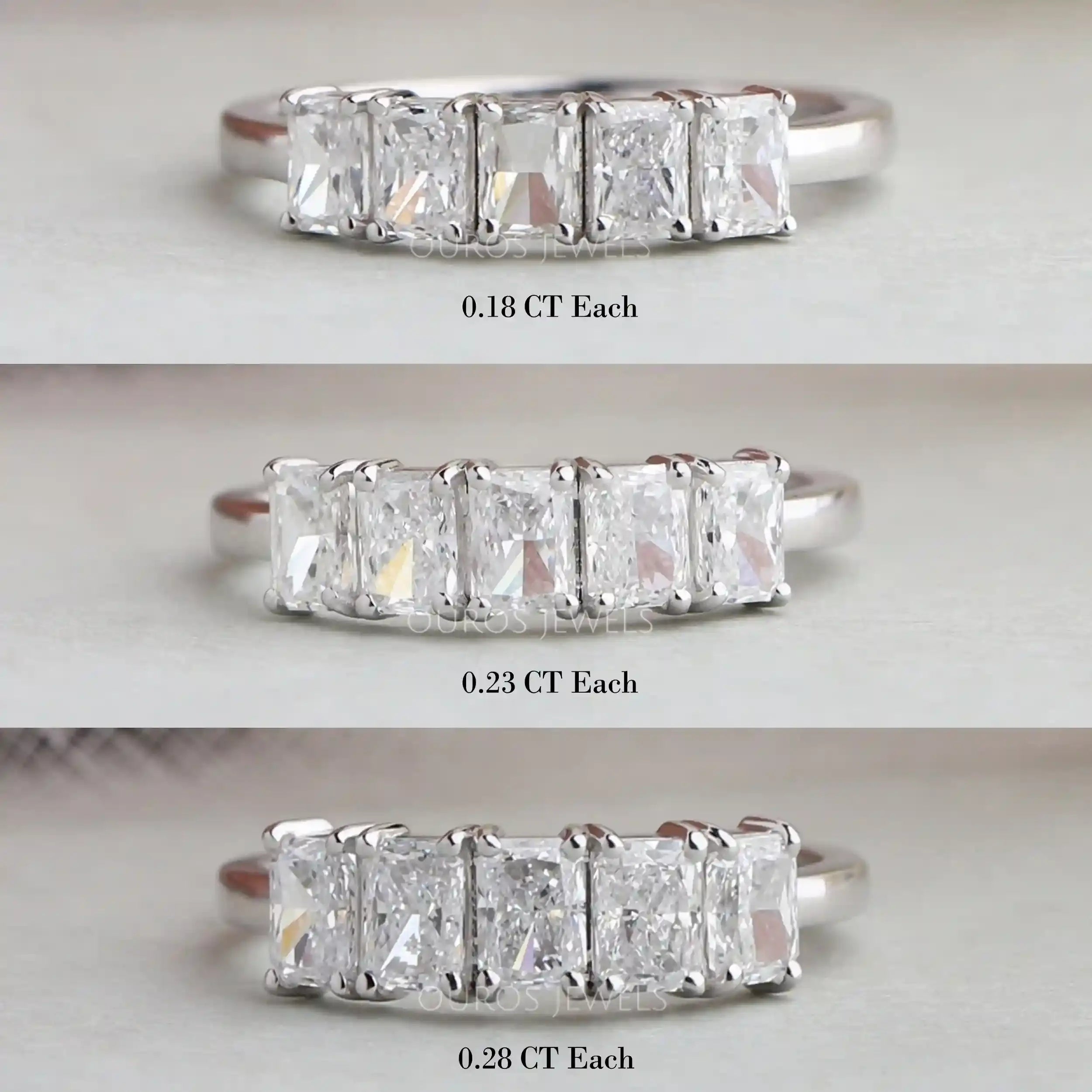 Five Stone Radiant  Cut Lab Grown  Diamond  Ring