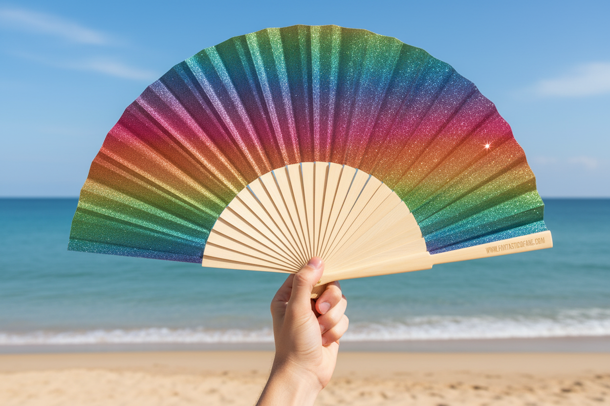 Rainbow Glitter 23cm fan