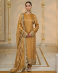 Copper Tissue Hand Embroidered Long Kurta Churidar Set By KYNAH, Luxury Indian Fashion & Bridal Wear