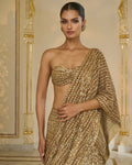 All Gold Sequin Hand Embroidered Sari Set By KYNAH, Luxury Indian Fashion & Bridal Wear