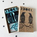 Rubber stamp set of Ravens with branch and moon phases