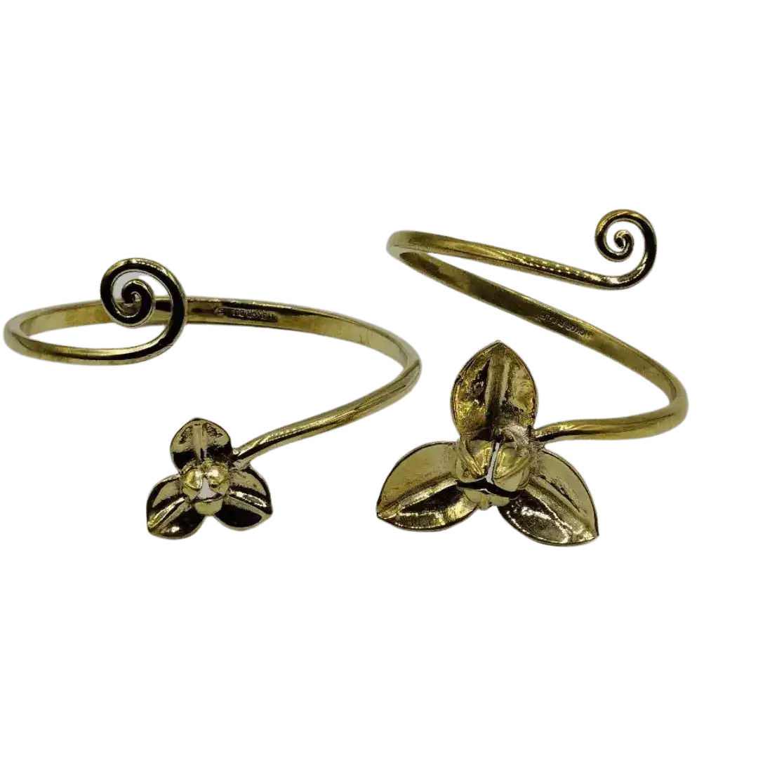 Recycled Bullet Brass Flower Bangle - Swirly