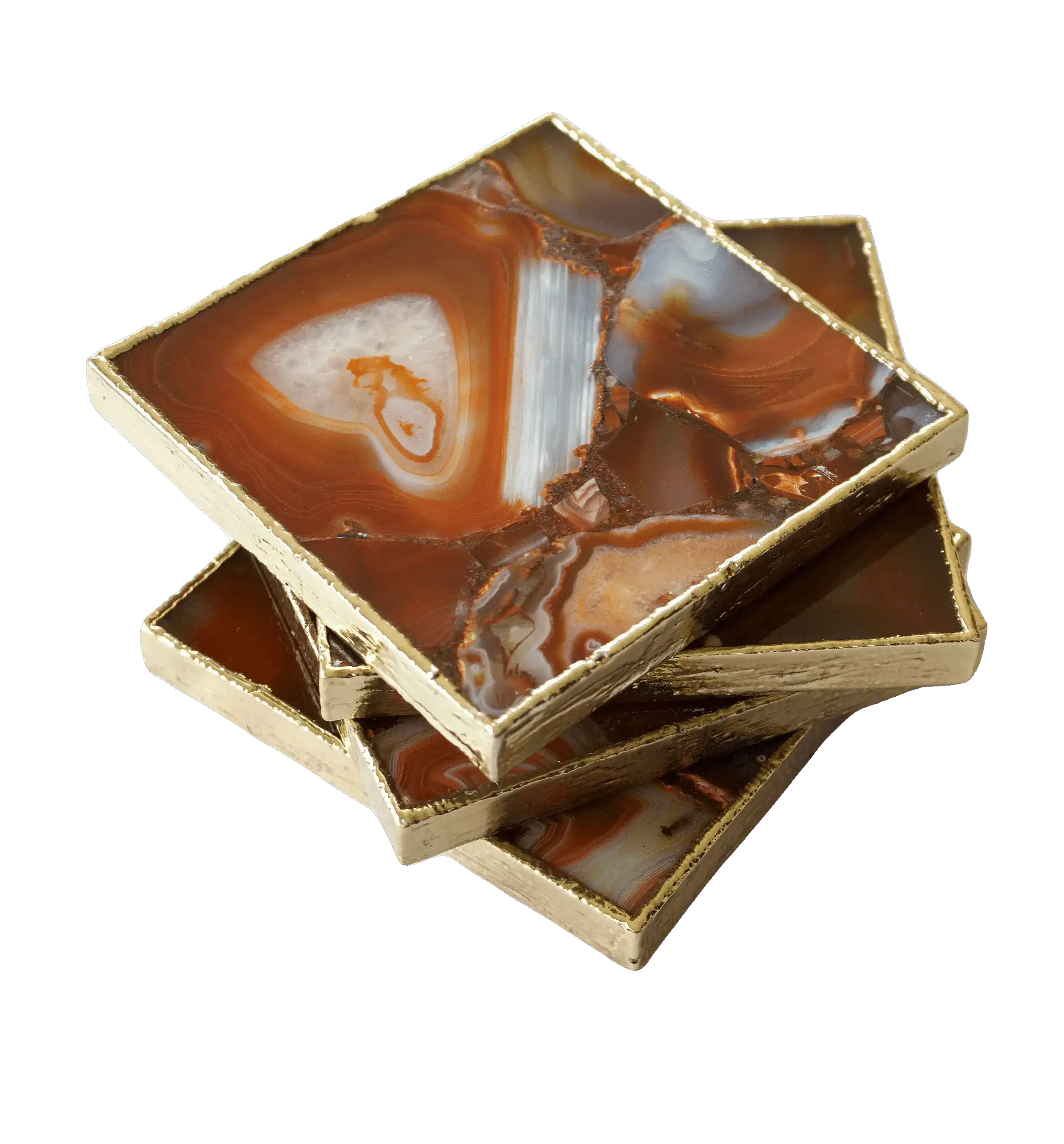 Red Agate Coasters - Set of 4