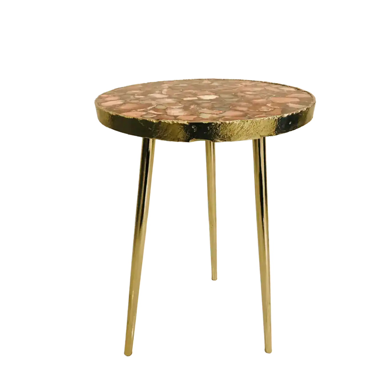 Red Agate Round Edge Side Coffee Table