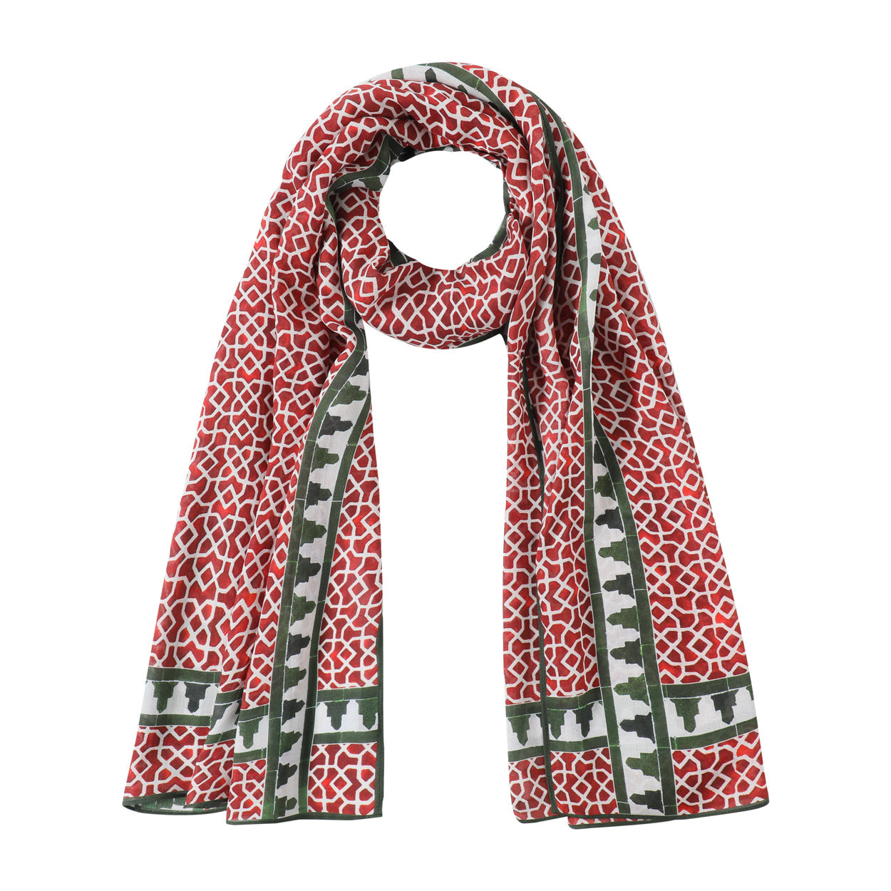 Red and Green Scarf Islamic Art - Aziza Iqbal - Alcazaba Rojo