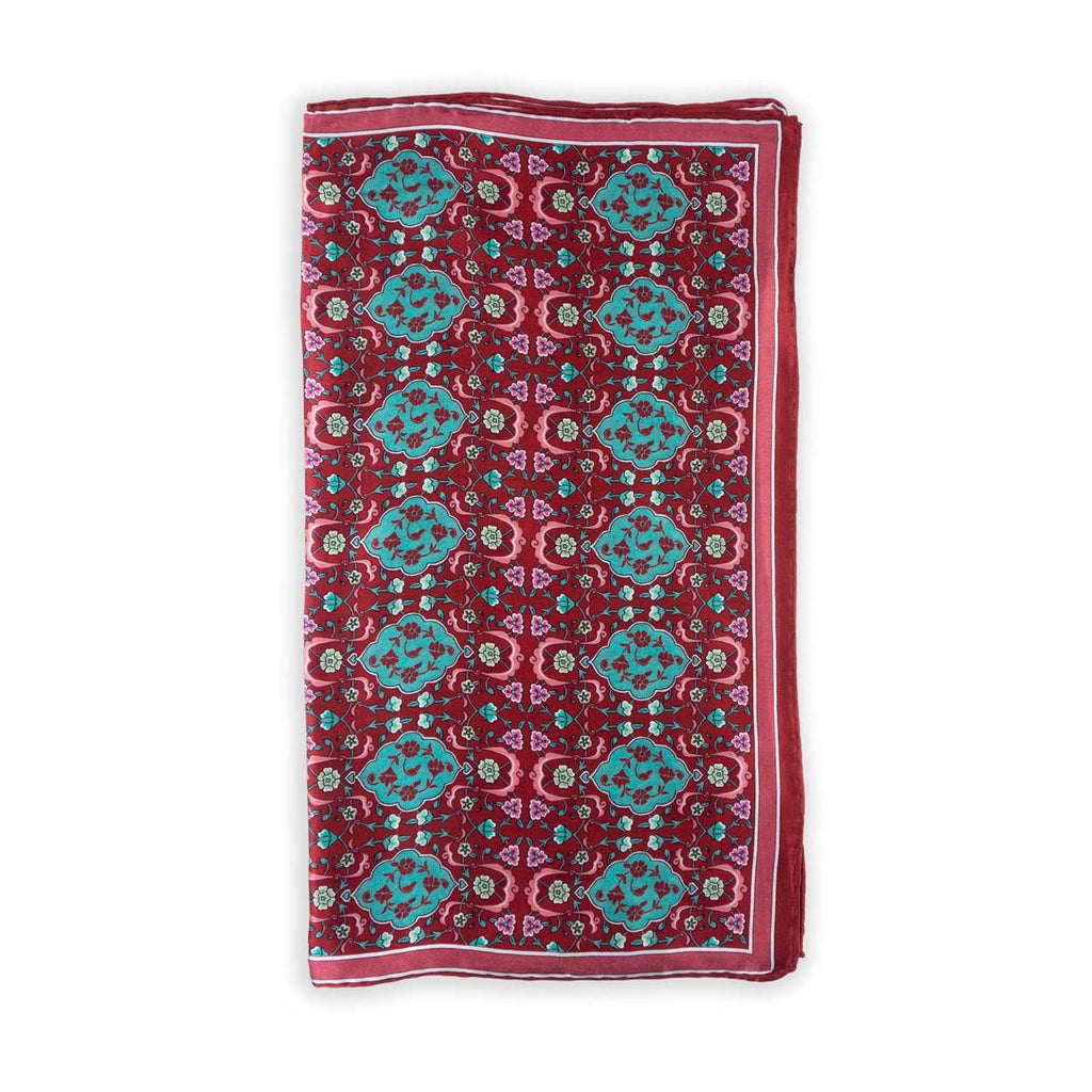 Foulard in seta rosso e turchese Koltuk