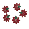 Red Christmas Blossom Beaded Coasters - Set of 6