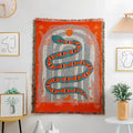 Red Magic Eye Snake Tapestry with Fringes