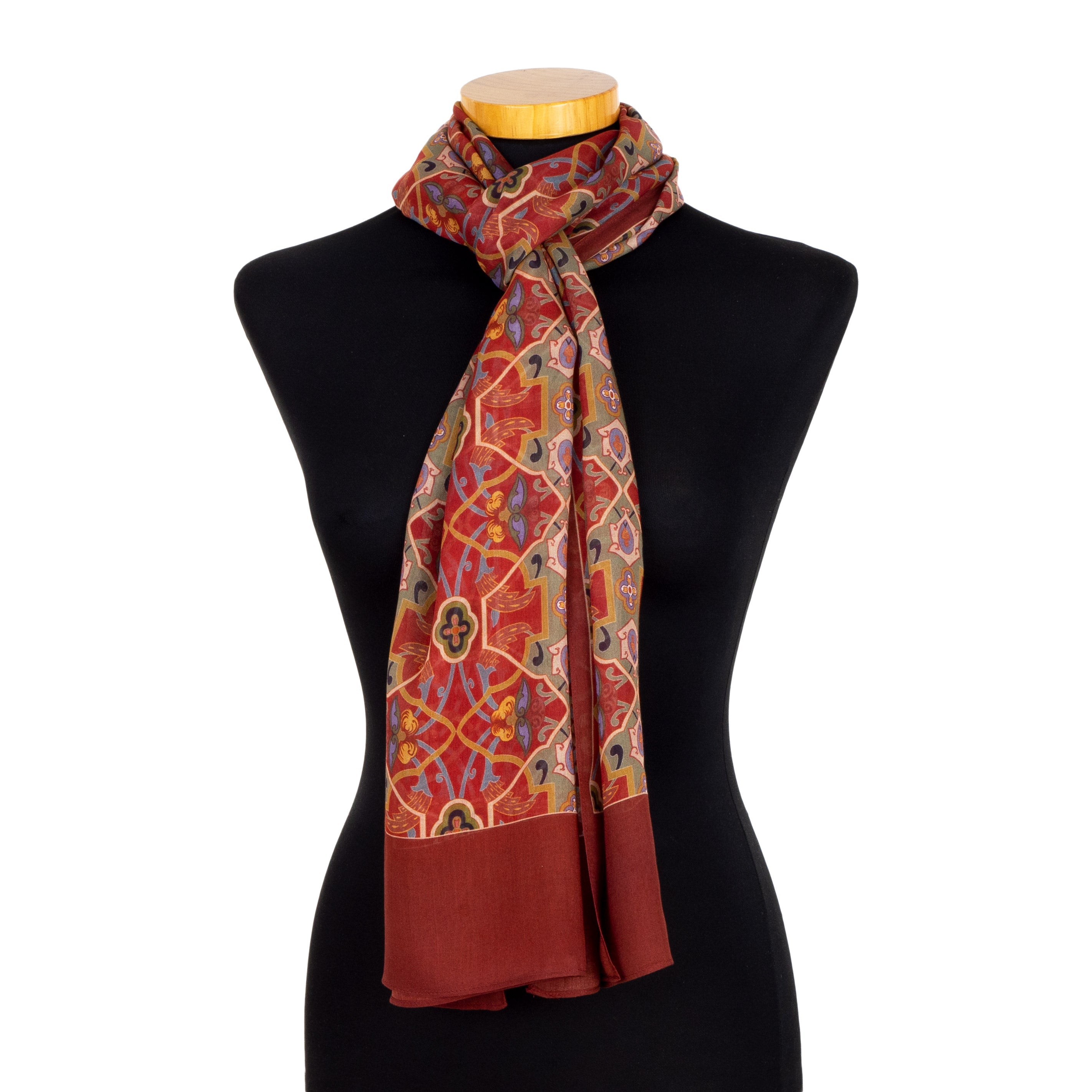 Red Scarf with Floral Print Samra