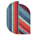Red Rainbow Geometry Retro Hand Tufted Wool Rug 3 x 5'