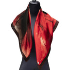 Red Silk Scarf Square Fluid Art