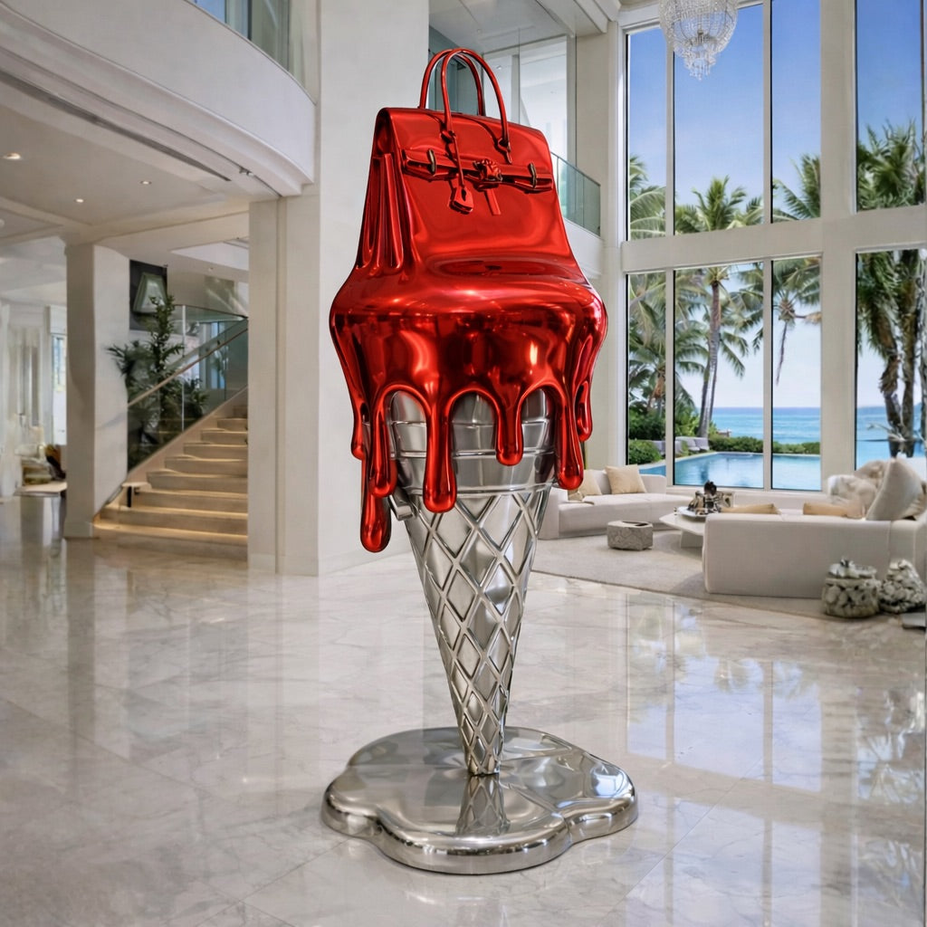 OSO Stainless Steel Molten Icon Sculpture - Height: 36 inch (91 cm) / Red