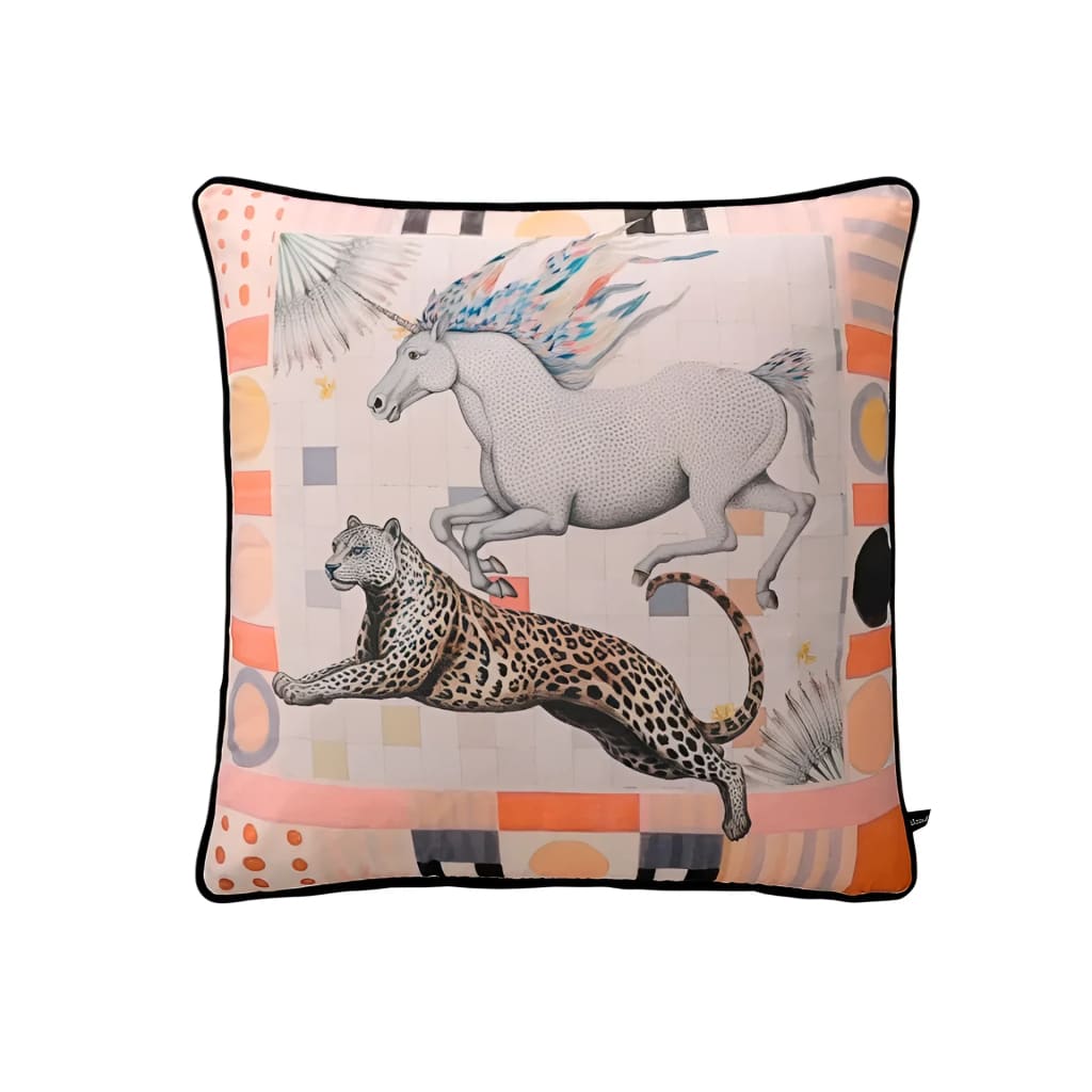 Refined Equine & Leopard Cushion Cover