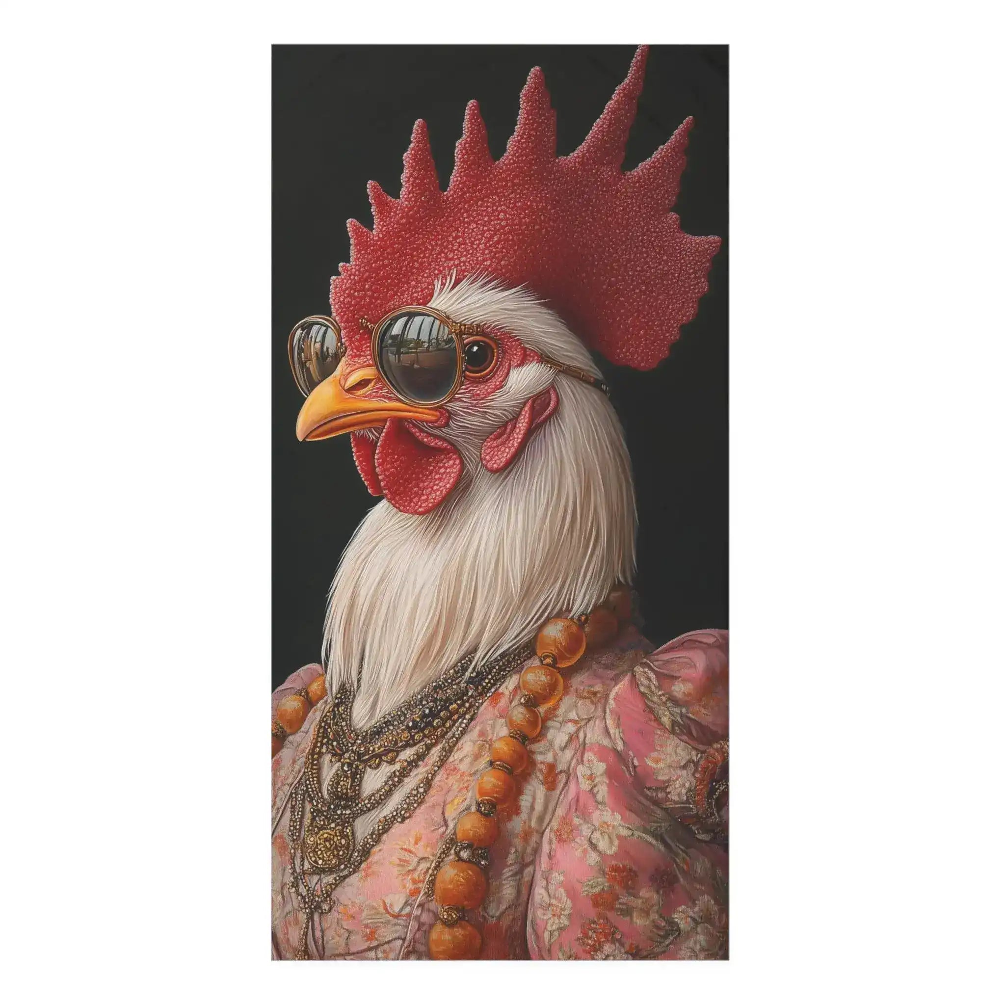 Regal Renaissance Chicken in Couture with Sunglasses Bath Towel