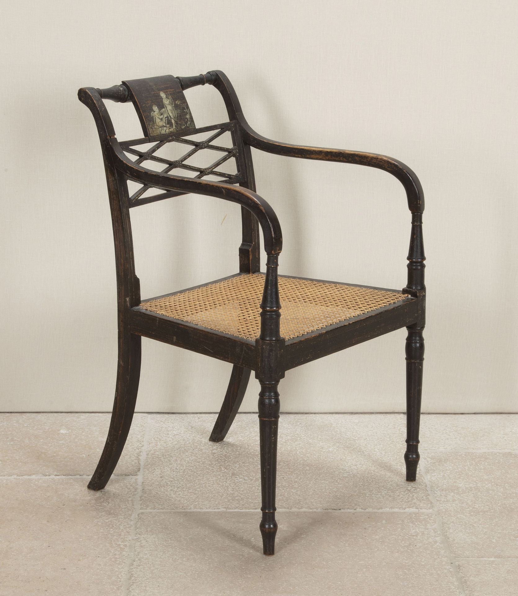 Regency Period Open Armchair in Original Paint By Sister Parish Design