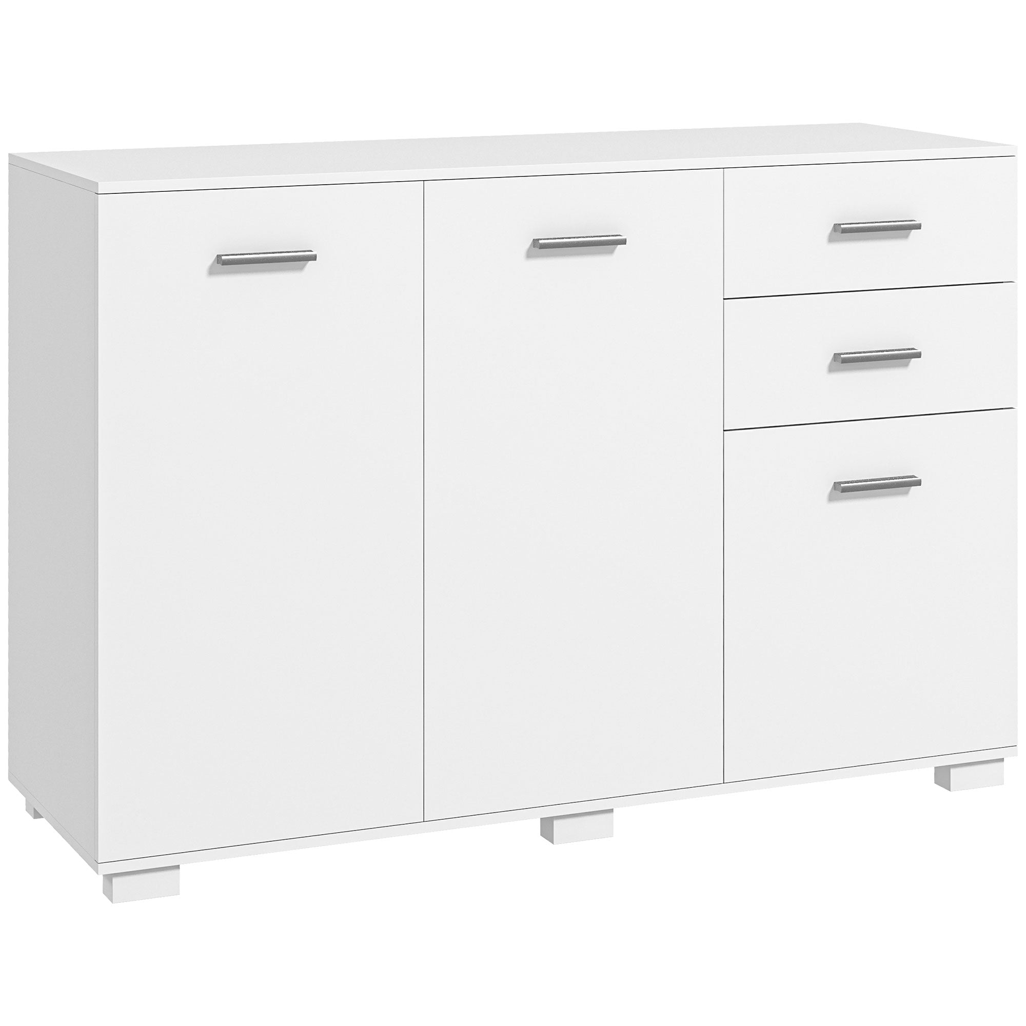 Modern Sideboard, Storage Cabinet with Drawers & Doors for Living Room, White