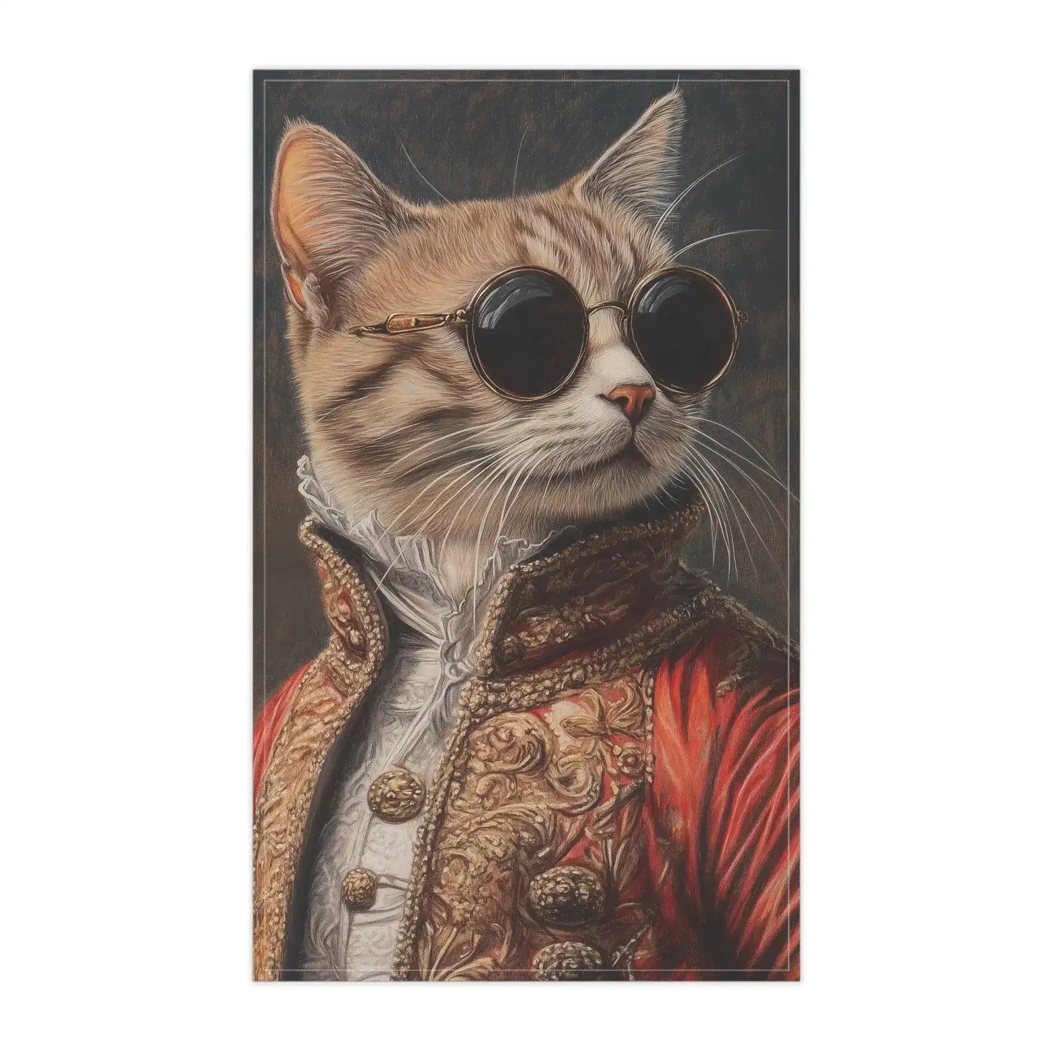 Renaissance Cat in Couture - Luxury Cotton Kitchen Towel