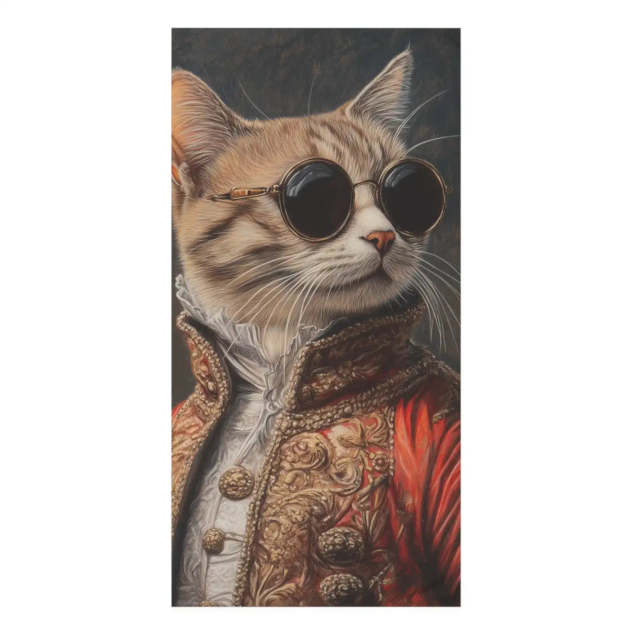 Renaissance Cat in Couture with Sunglasses Bath Towel