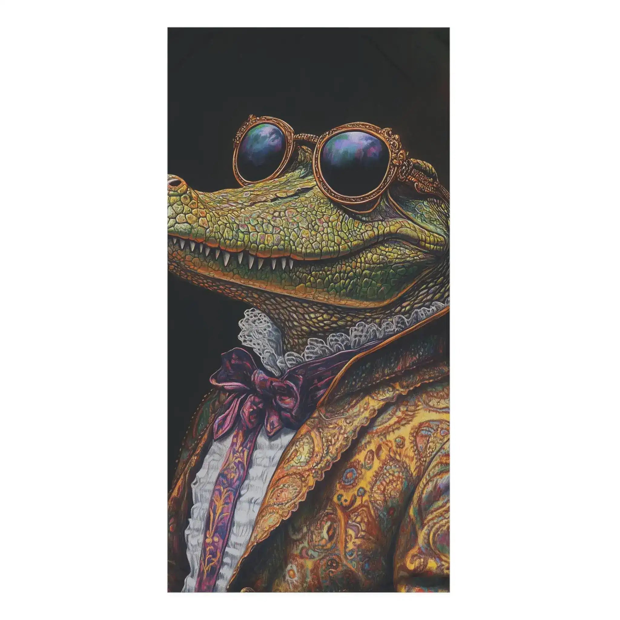 Renaissance Crocodile in Couture with Sunglasses Bath Towel