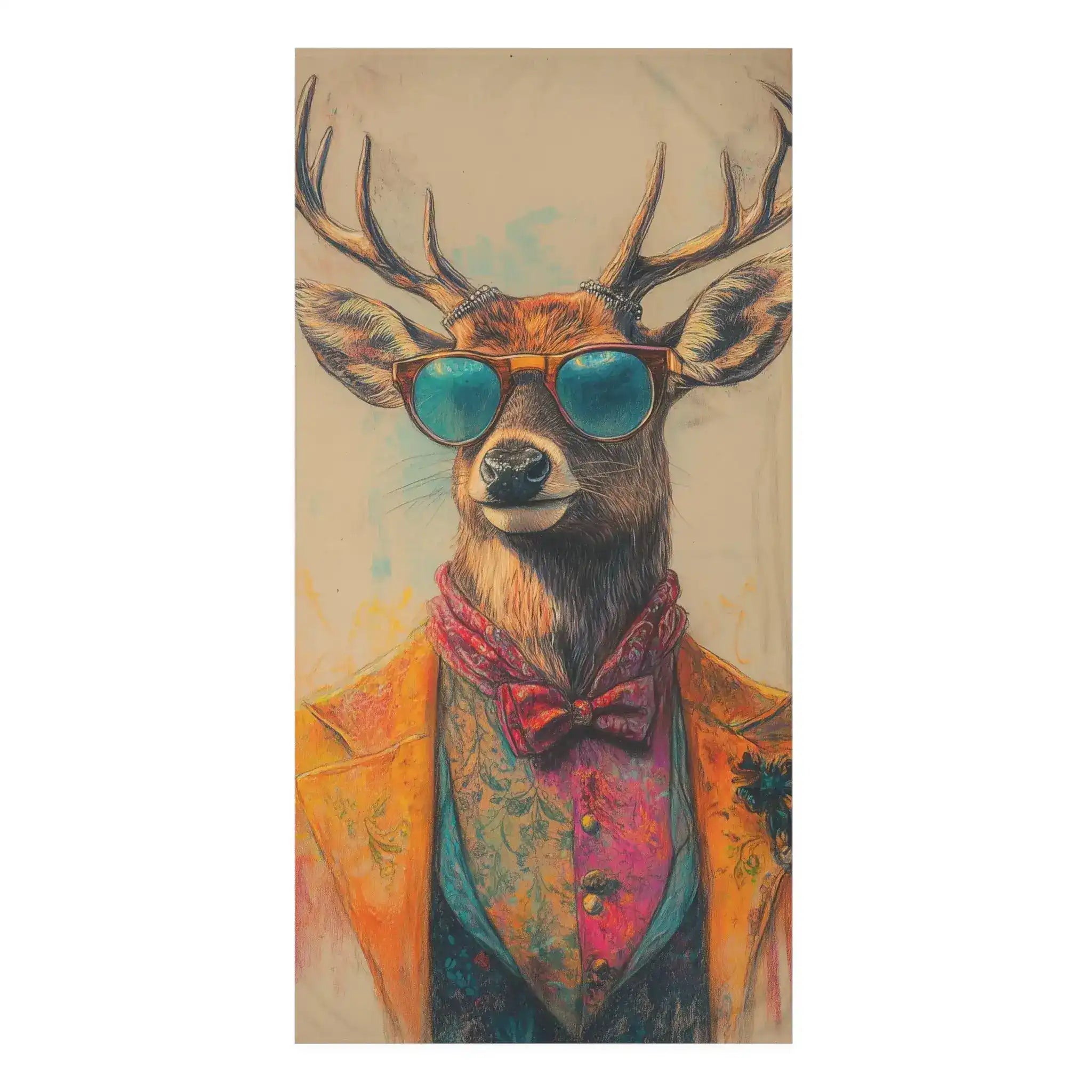 Renaissance Deer in Couture with Sunglasses Bath Towel
