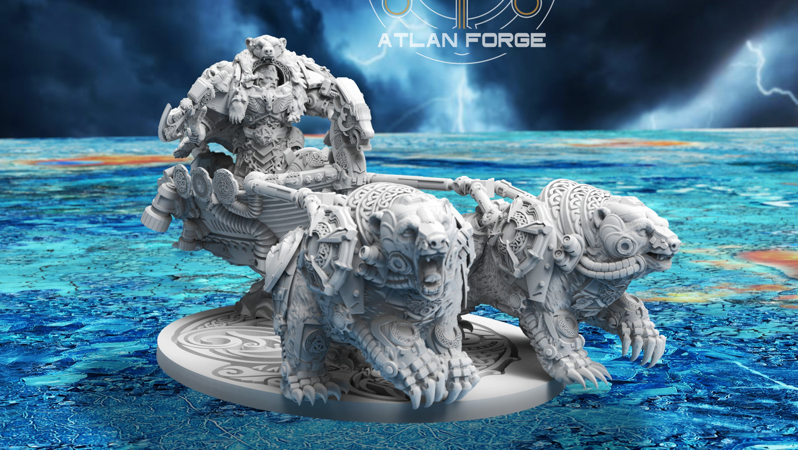 Endre Isklaw on the Bear Chariot, Atlan Forge