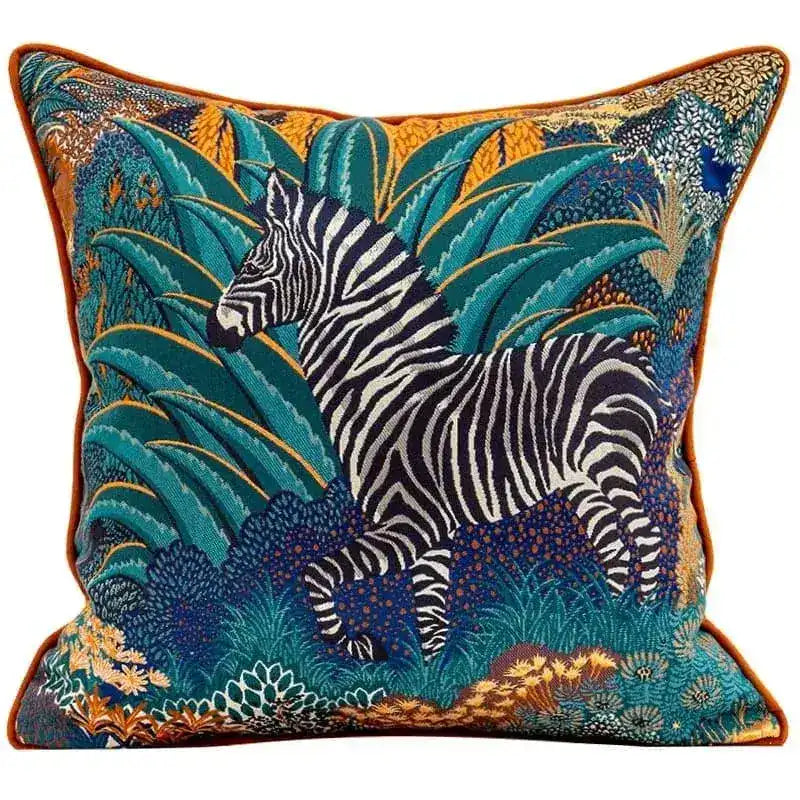 Retro Zebra in the Jungle Pillow Cover