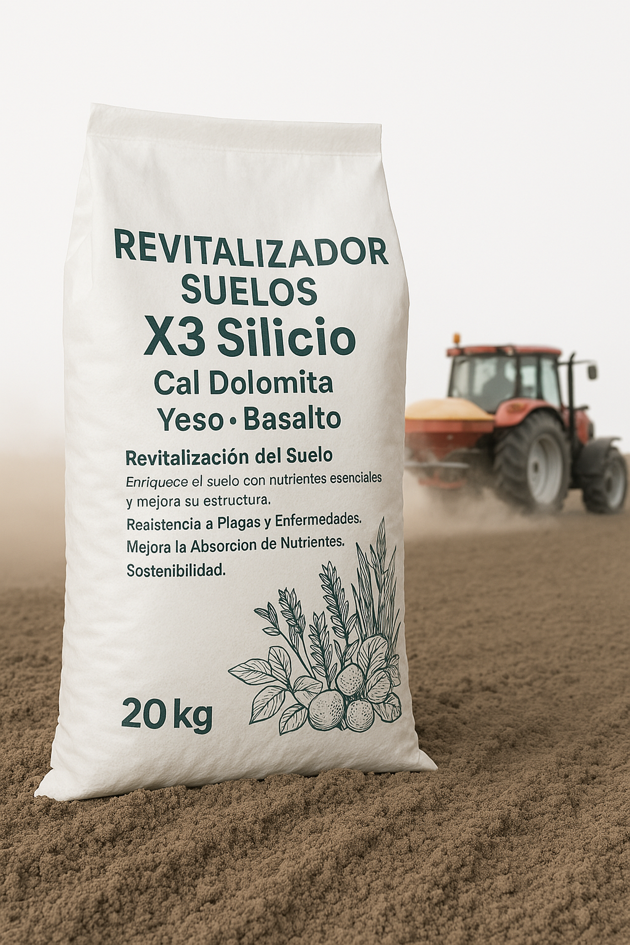 Revitalizador Suelos X3 Silicio | Cal Dolomita + Yeso + Basalto